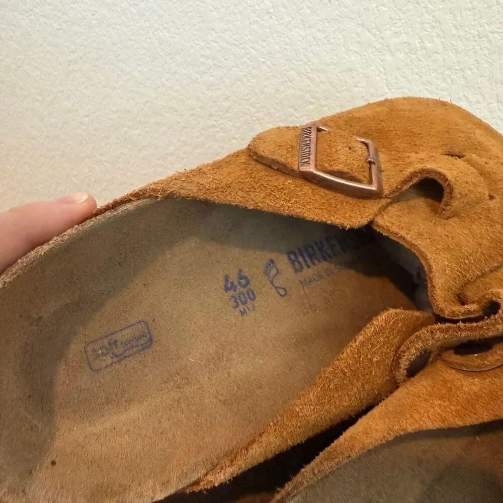 Birkenstock Mink Brown Leather Suede Boston Soft Footbed Clogs Men's Size 12